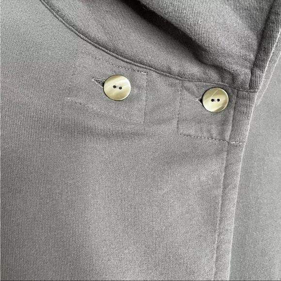 J. Jill Pure Jill Asymmetric Drape Collar Gray Lagenlook Organic Cotton Jacket S - Picture 2 of 8